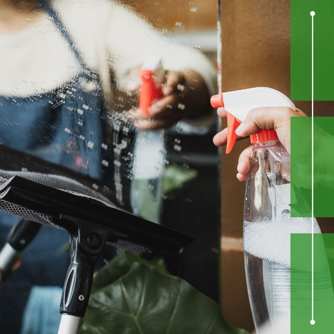 mirror being cleaned