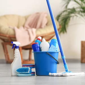 cleaning supplies for efficient rental property cleaning