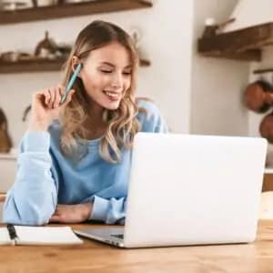 woman being productive at home